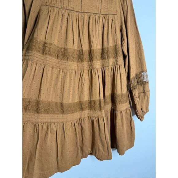 Old Navy Long-Sleeve Pintucked Clip-Dot Mini Swing Dress Size S - Picture 3 of 9